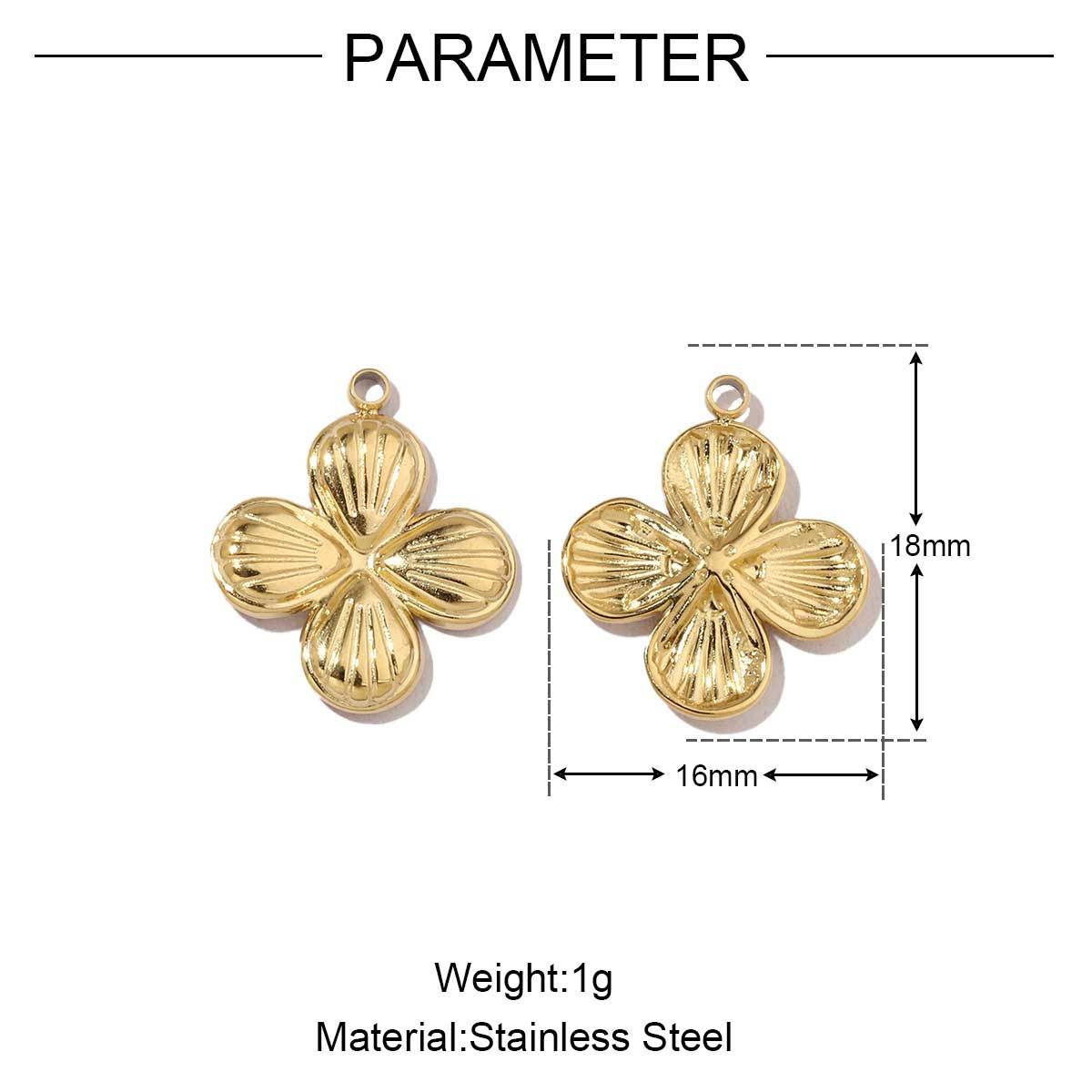 6pcs/pack  Mirror Polish Rose Clover Charms Stainless Steel Leaf Flower DIY Pendant For Women Jewelry Making Accessories