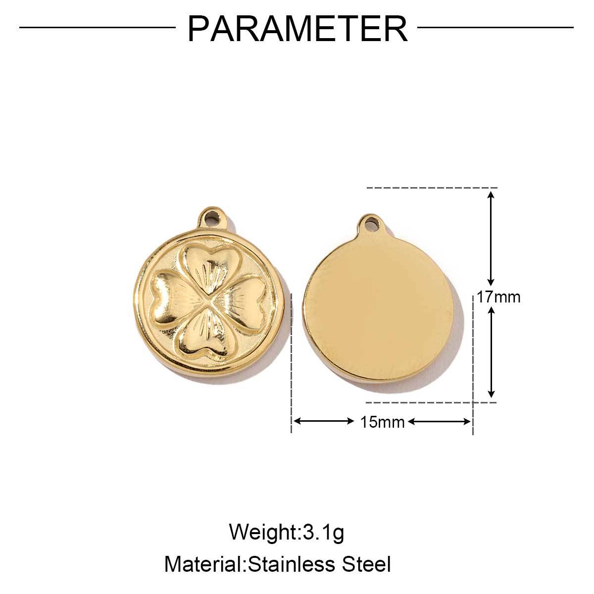 6pcs/pack  Mirror Polish Rose Clover Charms Stainless Steel Leaf Flower DIY Pendant For Women Jewelry Making Accessories