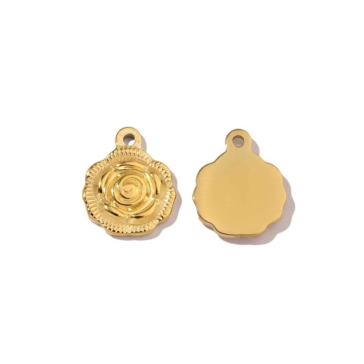 6pcs/pack  Mirror Polish Rose Clover Charms Stainless Steel Leaf Flower DIY Pendant For Women Jewelry Making Accessories