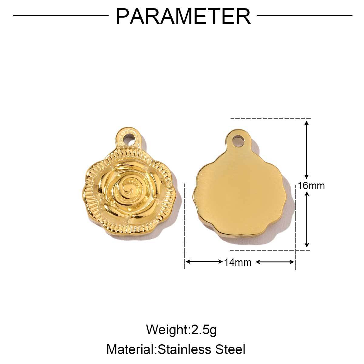 6pcs/pack  Mirror Polish Rose Clover Charms Stainless Steel Leaf Flower DIY Pendant For Women Jewelry Making Accessories