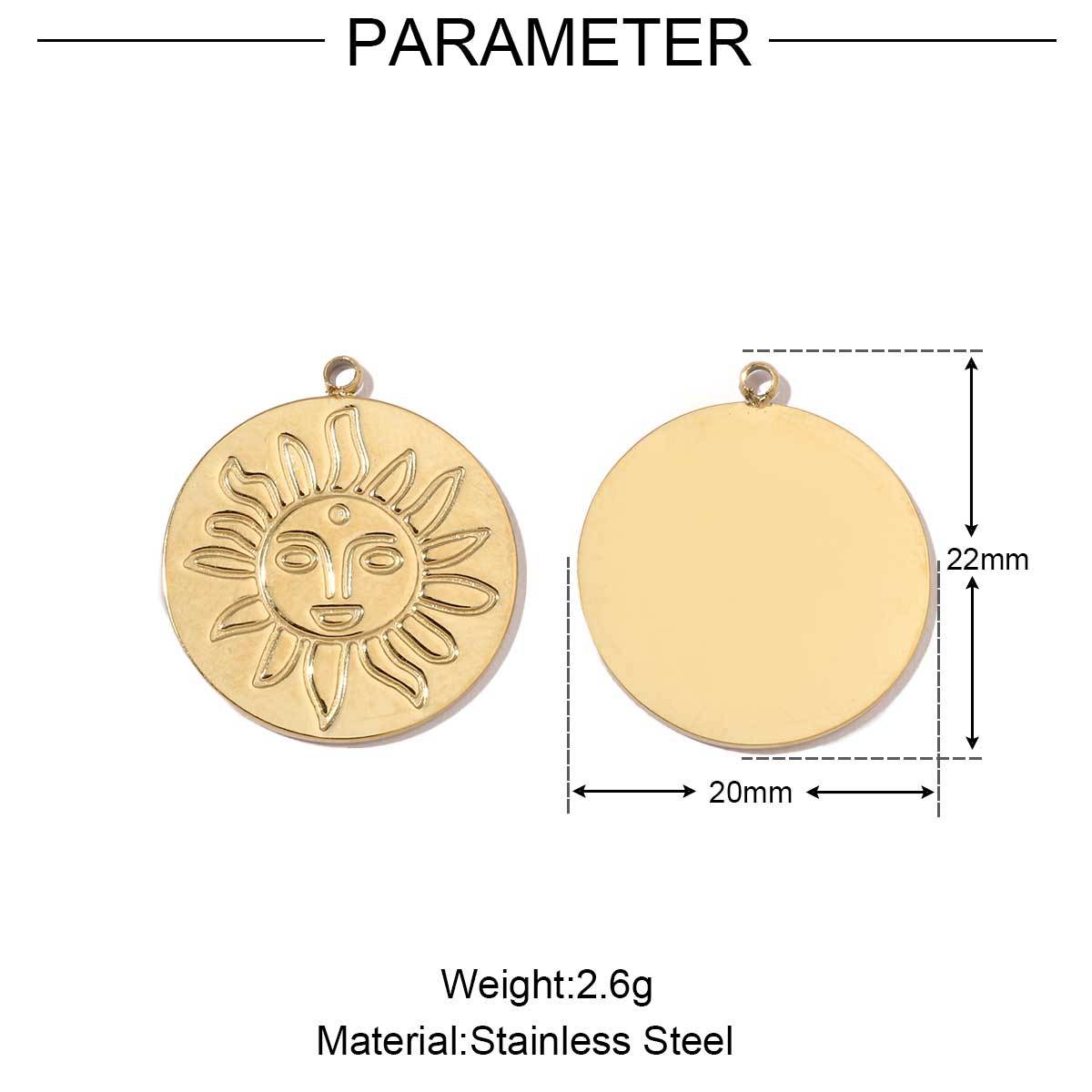 6pcs/pack Mirror Polish Sun Cresent Moon Star Charms Stainless Steel Tulips Flower DIY Pendant For Women Jewelry Making Findingss