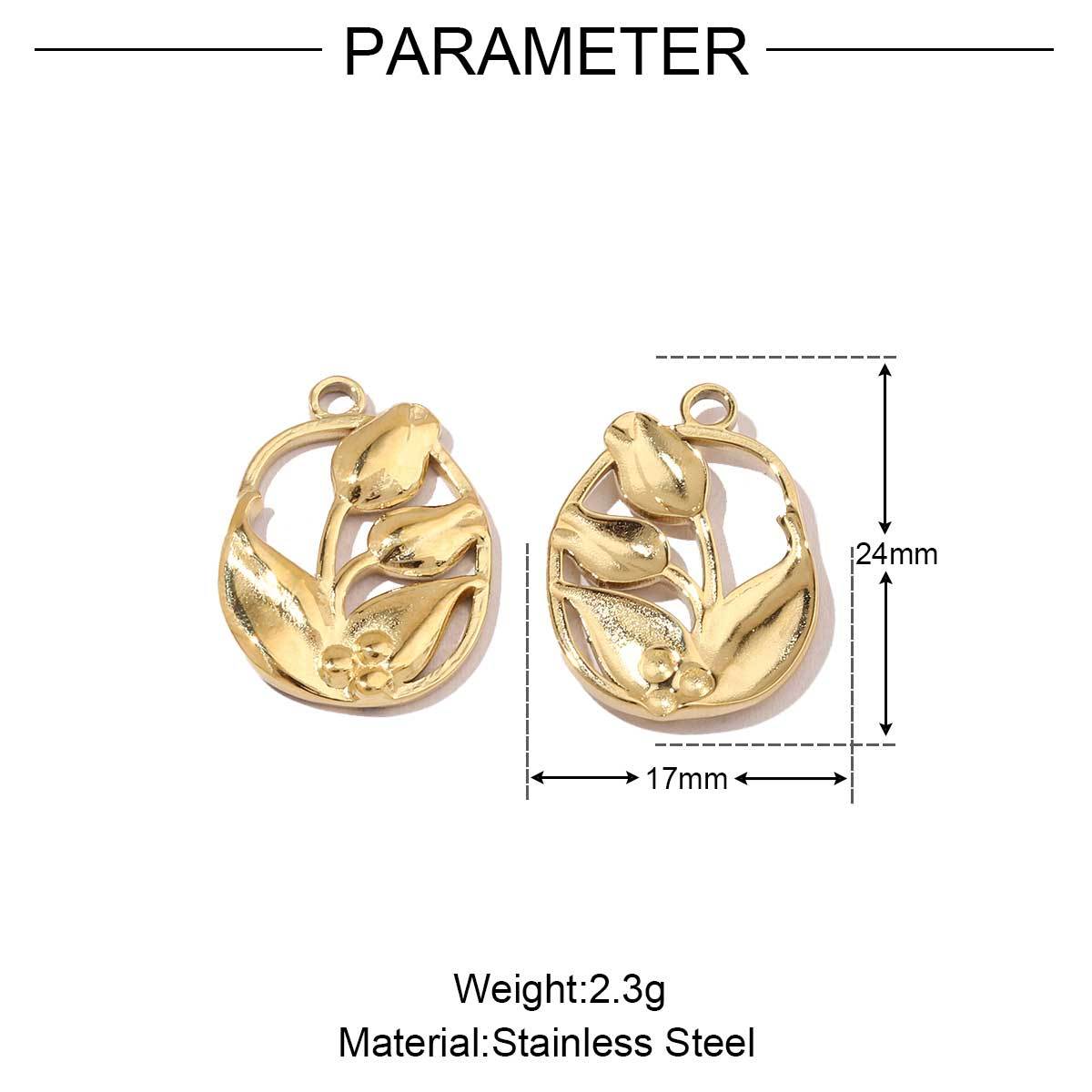 6pcs/pack Mirror Polish Sun Cresent Moon Star Charms Stainless Steel Tulips Flower DIY Pendant For Women Jewelry Making Findingss