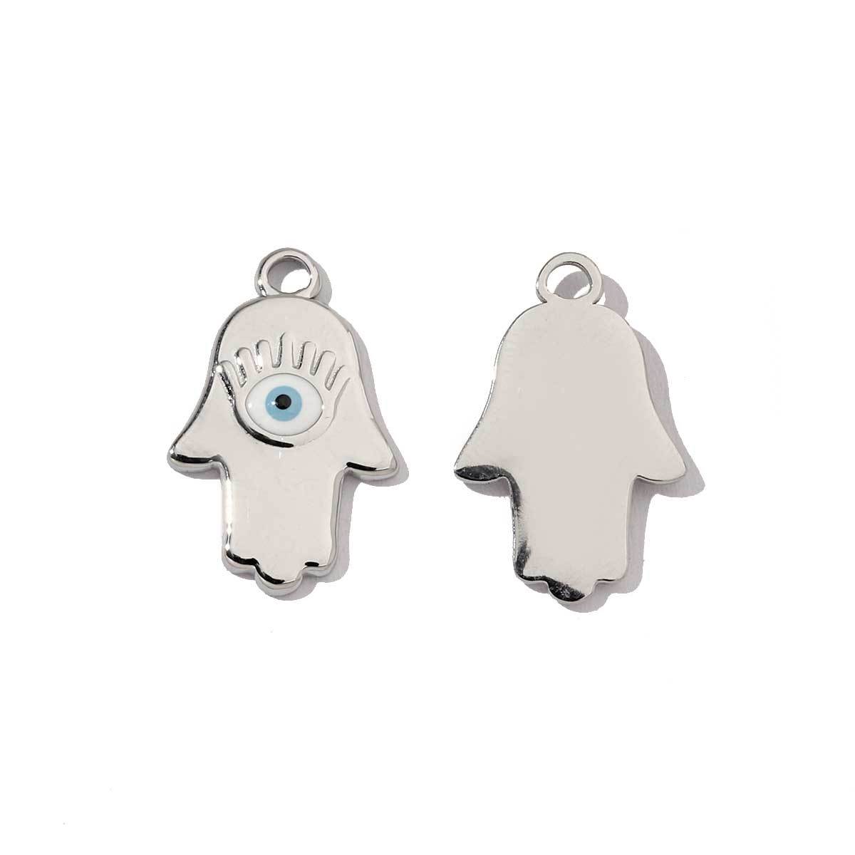 6pcs/pack Religious Stainless Steel Mirror Polish Buddha Hamsa Hand Charm Dream Catcher Small Pendant For Women DIY Jewelry Making