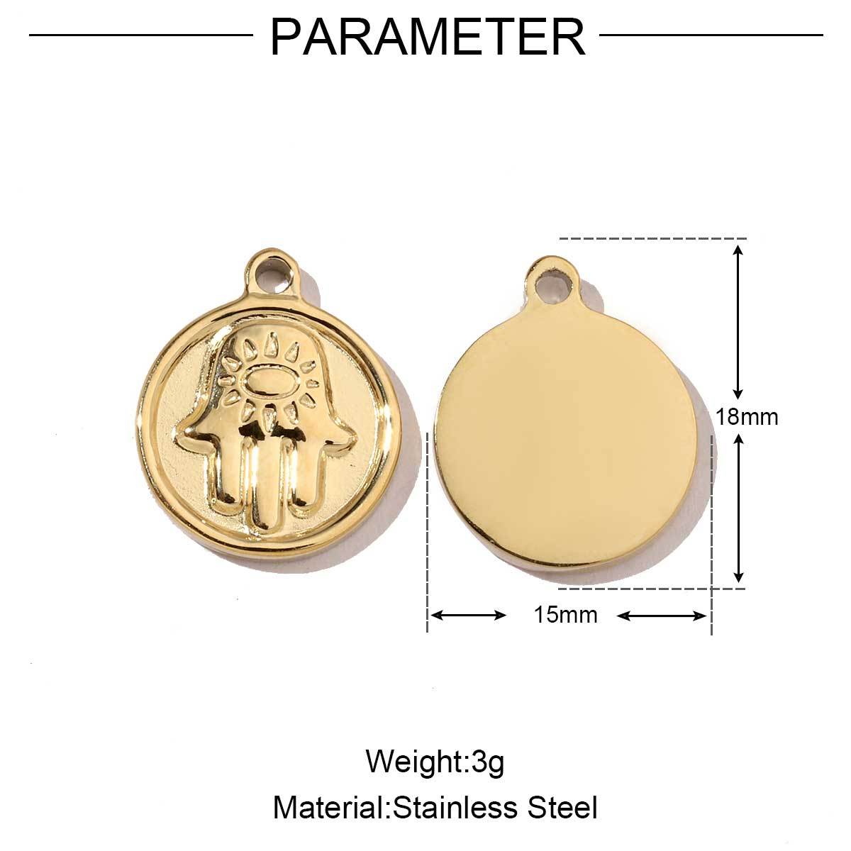6pcs/pack Religious Stainless Steel Mirror Polish Buddha Hamsa Hand Charm Dream Catcher Small Pendant For Women DIY Jewelry Making