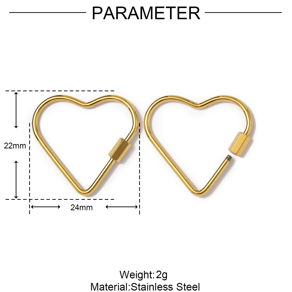 6pcs/lot Gold Plated Stainless Steel Geometric Connector Clips Heart Star Screw Lock Clasps for Necklace Keychain DIY Jewery