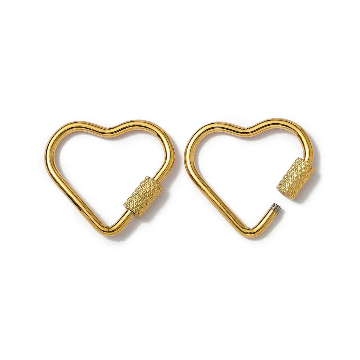 6pcs/lot Gold Plated Stainless Steel Geometric Connector Clips Heart Star Screw Lock Clasps for Necklace Keychain DIY Jewery