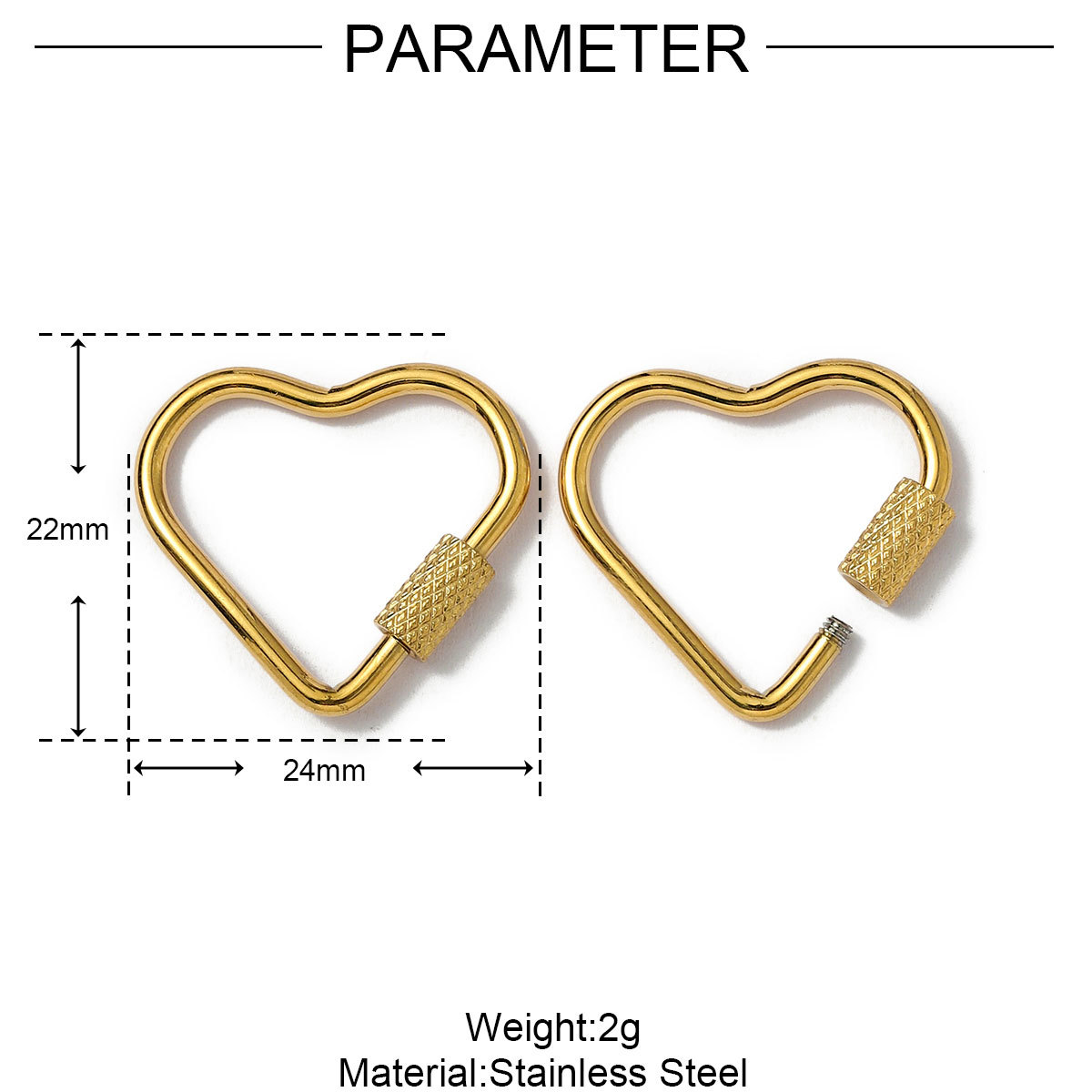 6pcs/lot Gold Plated Stainless Steel Geometric Connector Clips Heart Star Screw Lock Clasps for Necklace Keychain DIY Jewery