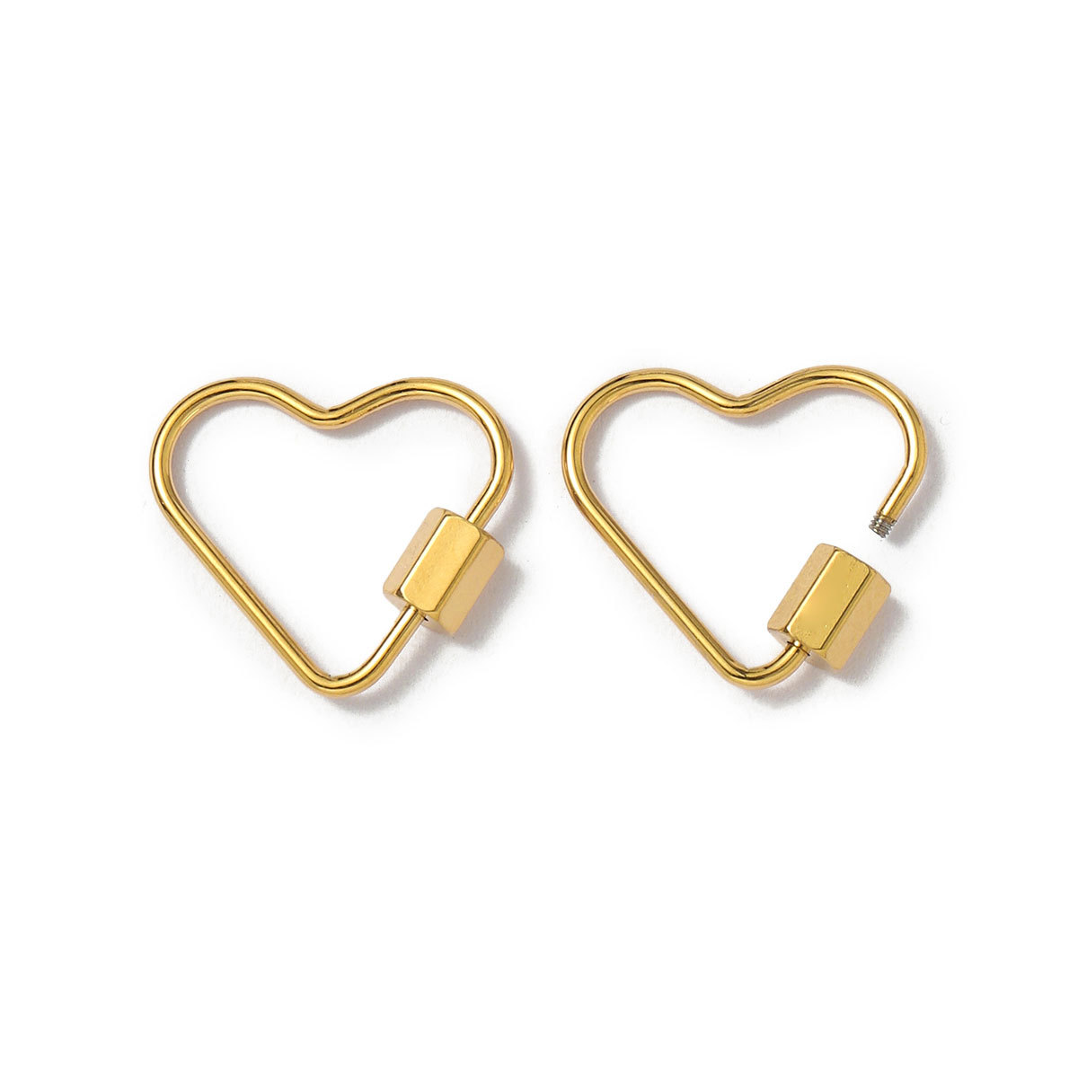 6pcs/lot Gold Plated Stainless Steel Geometric Connector Clips Heart Star Screw Lock Clasps for Necklace Keychain DIY Jewery