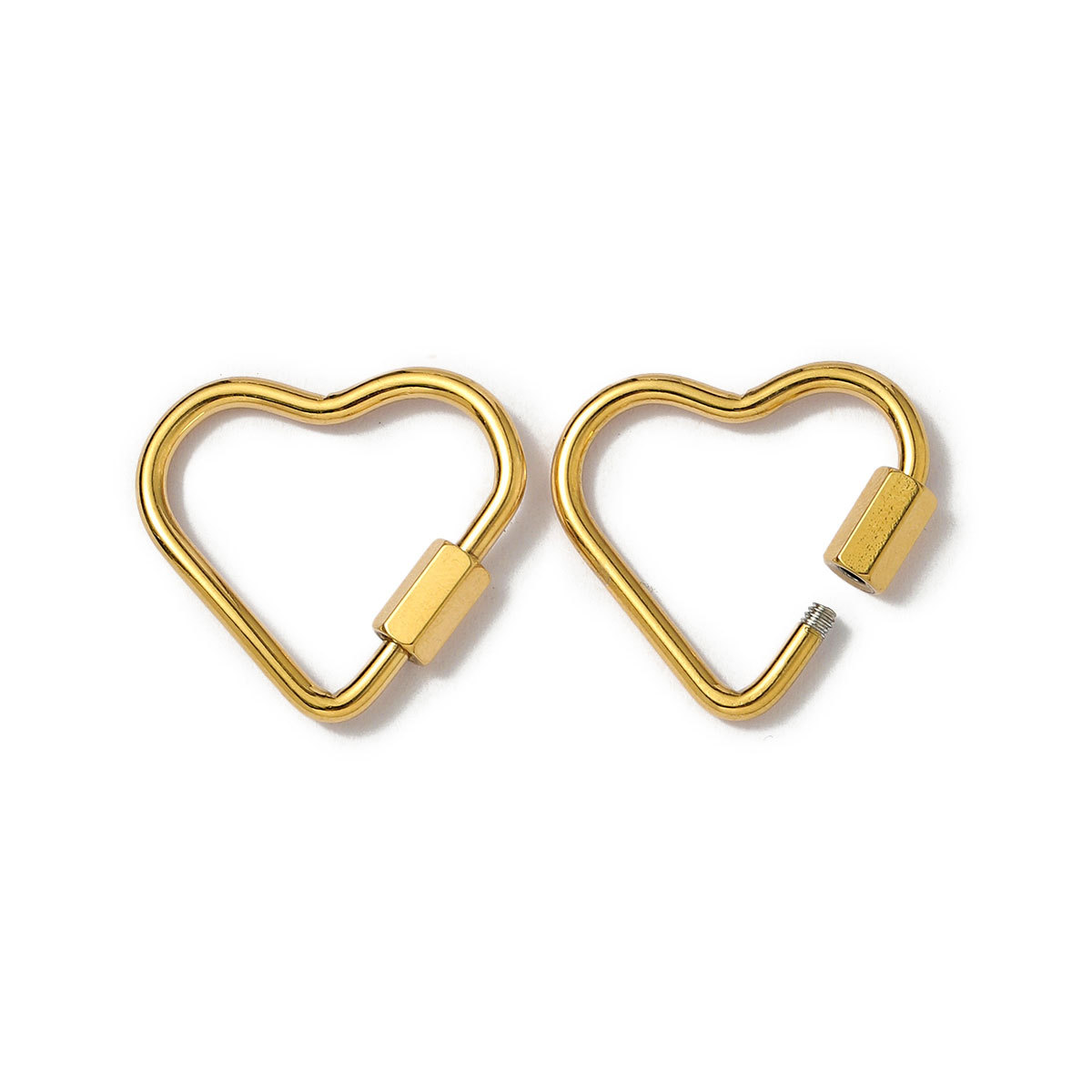 6pcs/lot Gold Plated Stainless Steel Geometric Connector Clips Heart Star Screw Lock Clasps for Necklace Keychain DIY Jewery