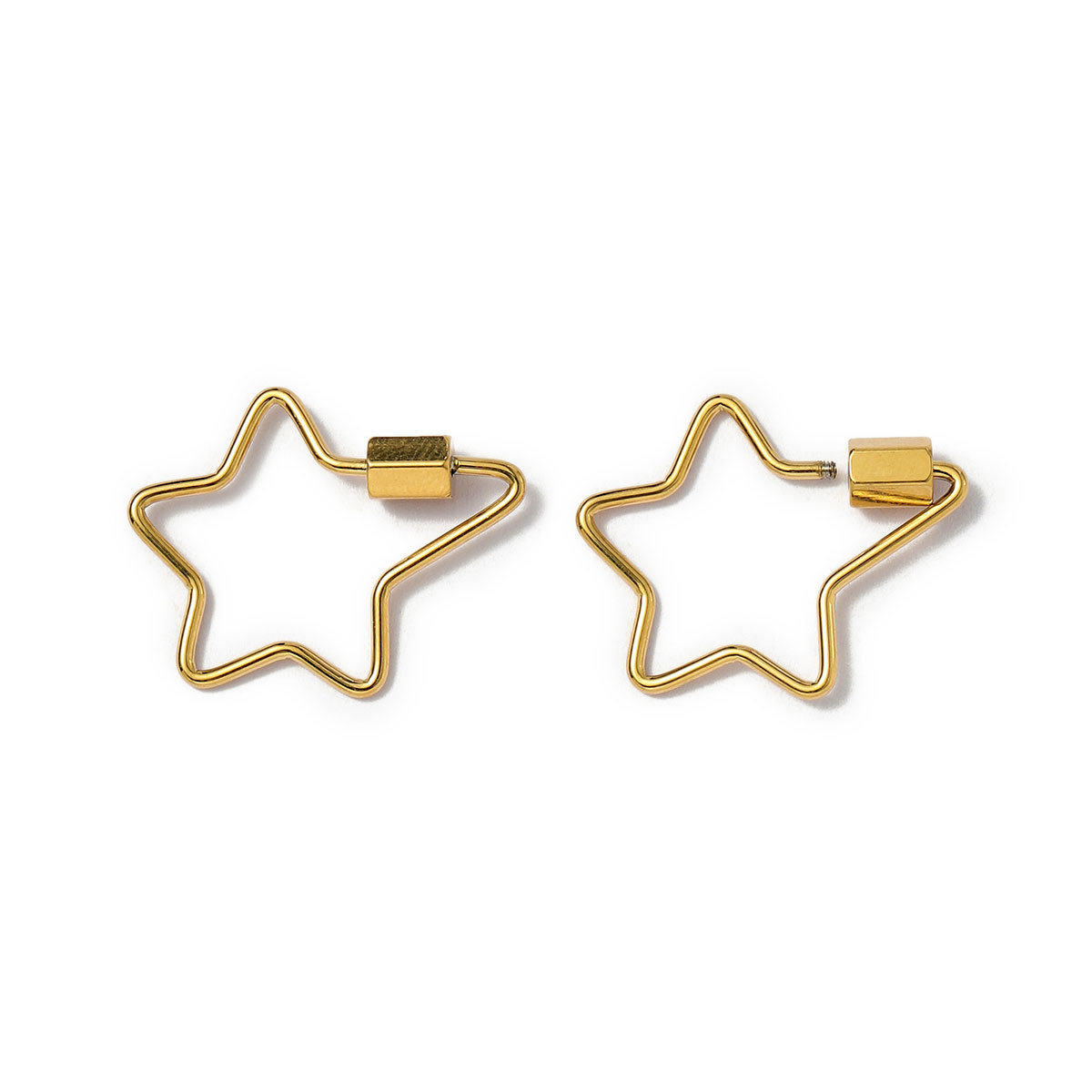 6pcs/lot Gold Plated Stainless Steel Geometric Connector Clips Heart Star Screw Lock Clasps for Necklace Keychain DIY Jewery