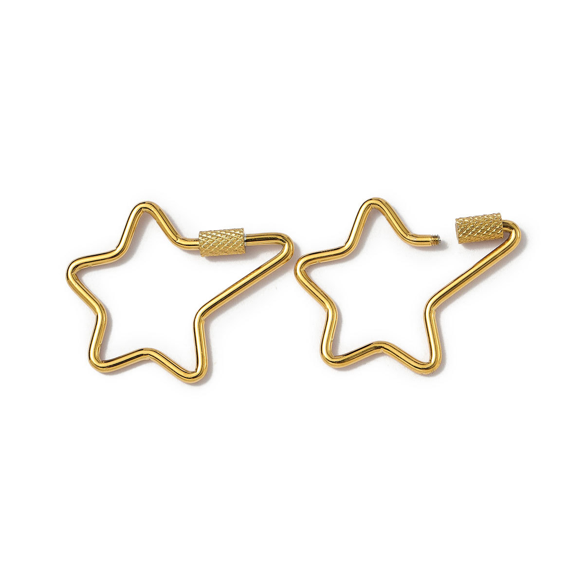 6pcs/lot Gold Plated Stainless Steel Geometric Connector Clips Heart Star Screw Lock Clasps for Necklace Keychain DIY Jewery