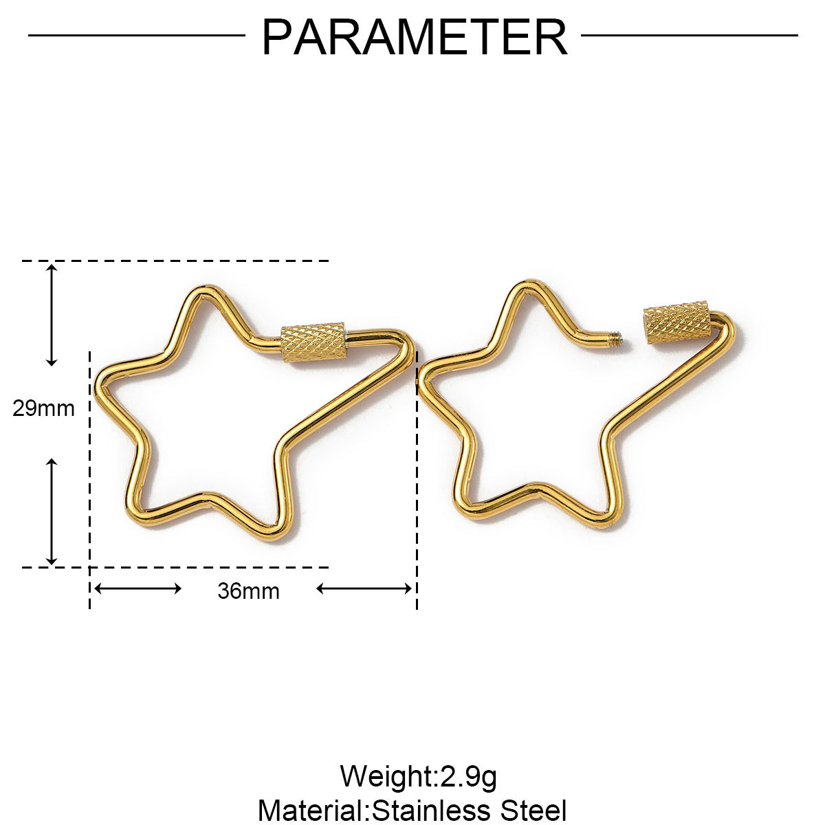 6pcs/lot Gold Plated Stainless Steel Geometric Connector Clips Heart Star Screw Lock Clasps for Necklace Keychain DIY Jewery