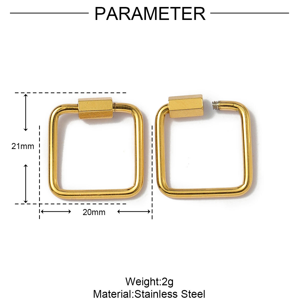 6pcs/lot Gold Plated Stainless Steel Geometric Connector Clips Heart Star Screw Lock Clasps for Necklace Keychain DIY Jewery