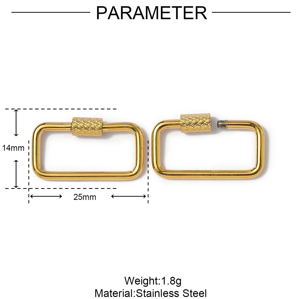 6pcs/lot Gold Plated Stainless Steel Geometric Connector Clips Heart Star Screw Lock Clasps for Necklace Keychain DIY Jewery