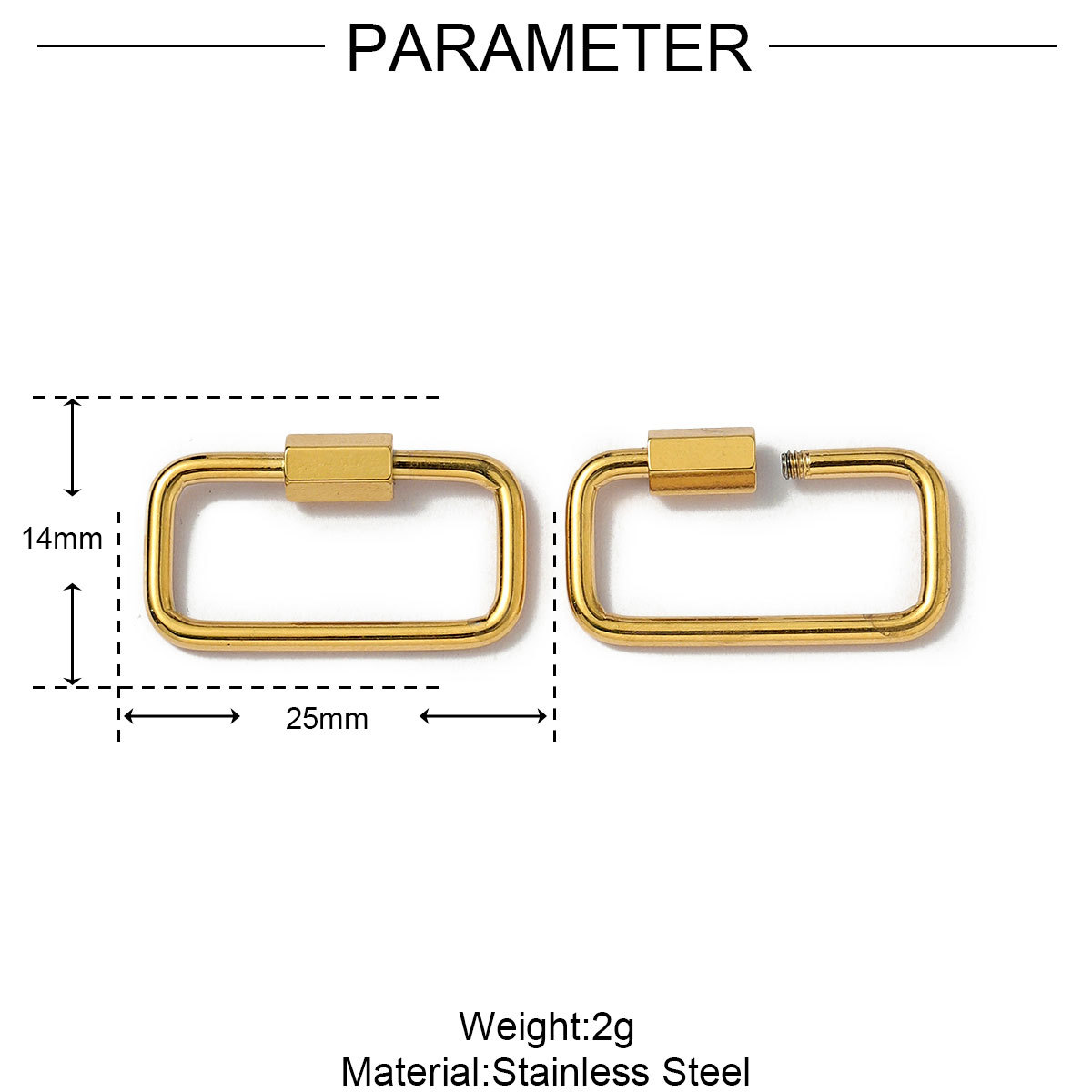6pcs/lot Gold Plated Stainless Steel Geometric Connector Clips Heart Star Screw Lock Clasps for Necklace Keychain DIY Jewery