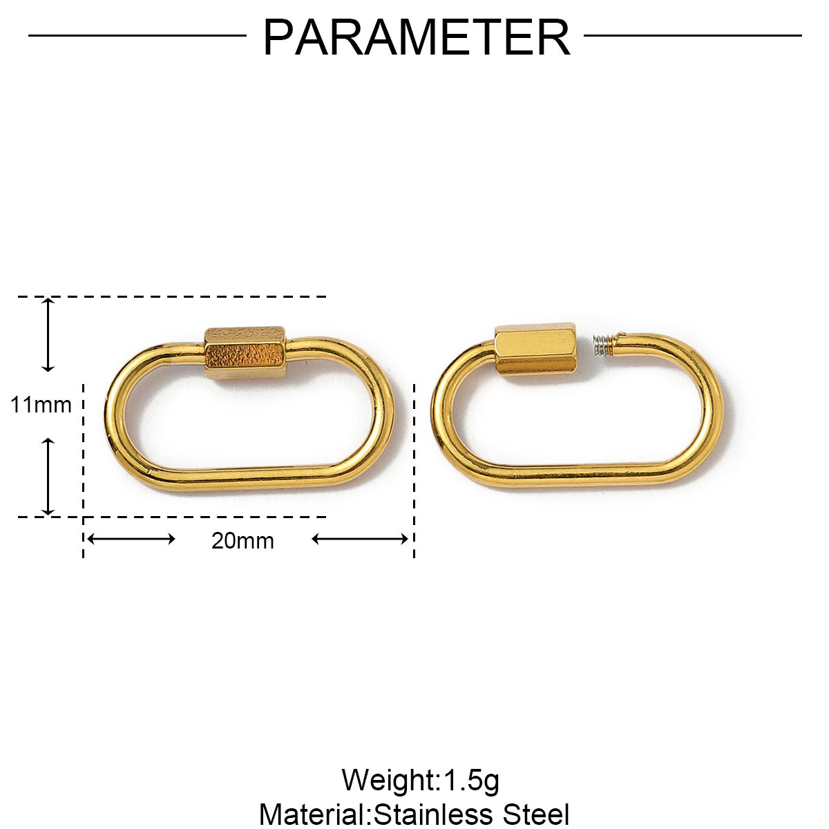 6pcs/lot Gold Plated Stainless Steel Geometric Connector Clips Heart Star Screw Lock Clasps for Necklace Keychain DIY Jewery