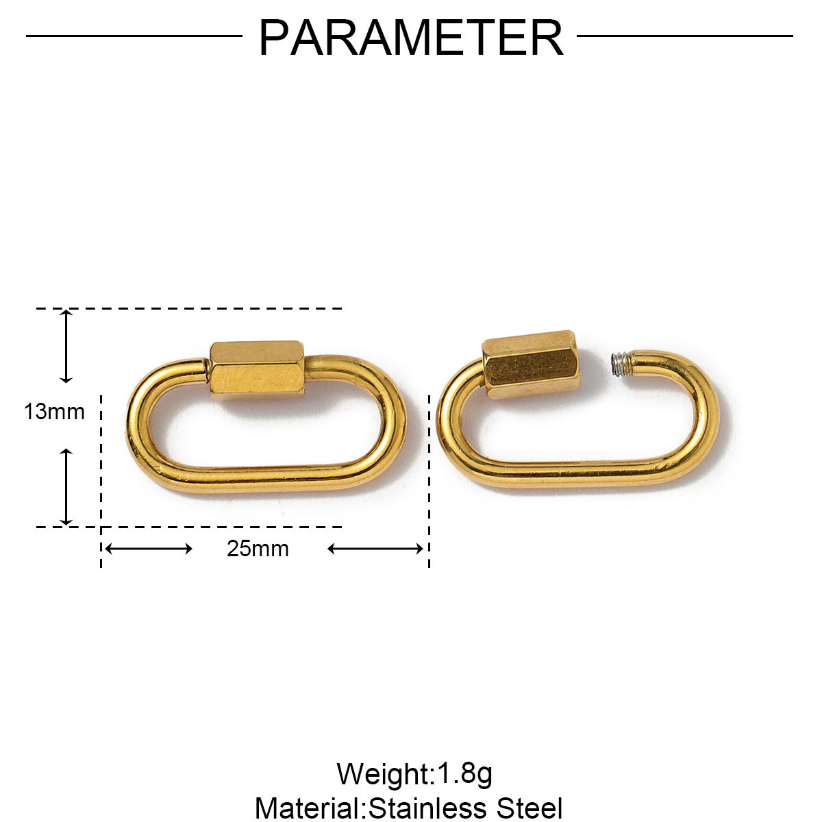 6pcs/lot Gold Plated Stainless Steel Geometric Connector Clips Heart Star Screw Lock Clasps for Necklace Keychain DIY Jewery