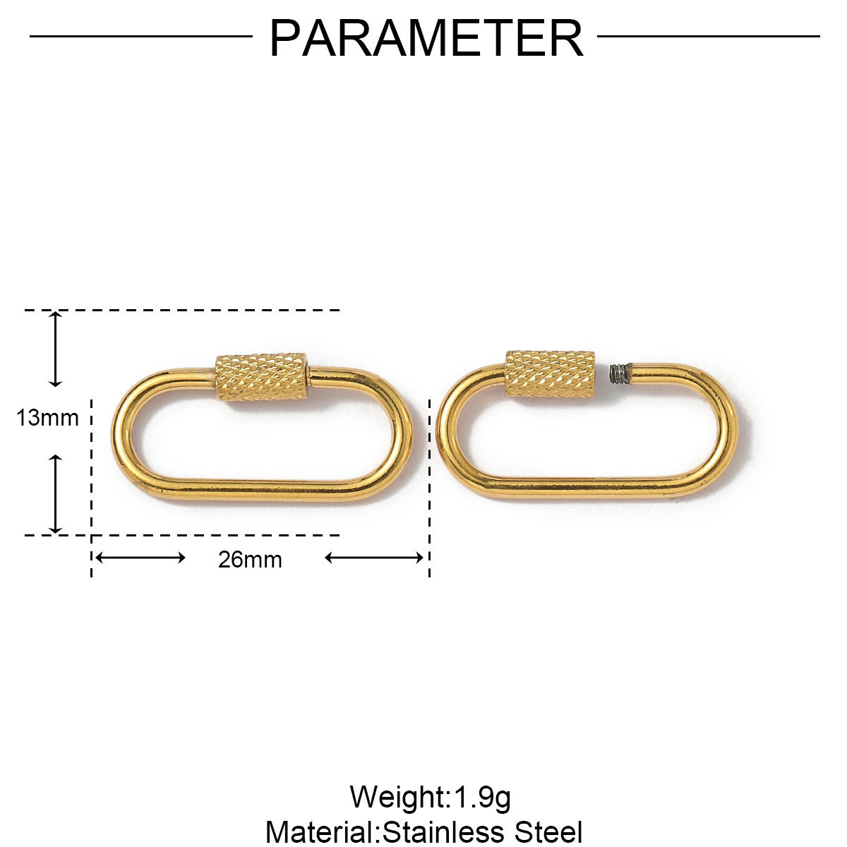 6pcs/lot Gold Plated Stainless Steel Geometric Connector Clips Heart Star Screw Lock Clasps for Necklace Keychain DIY Jewery