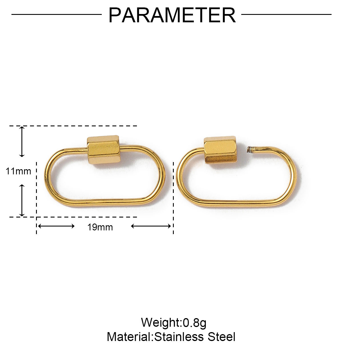 6pcs/lot Gold Plated Stainless Steel Geometric Connector Clips Heart Star Screw Lock Clasps for Necklace Keychain DIY Jewery