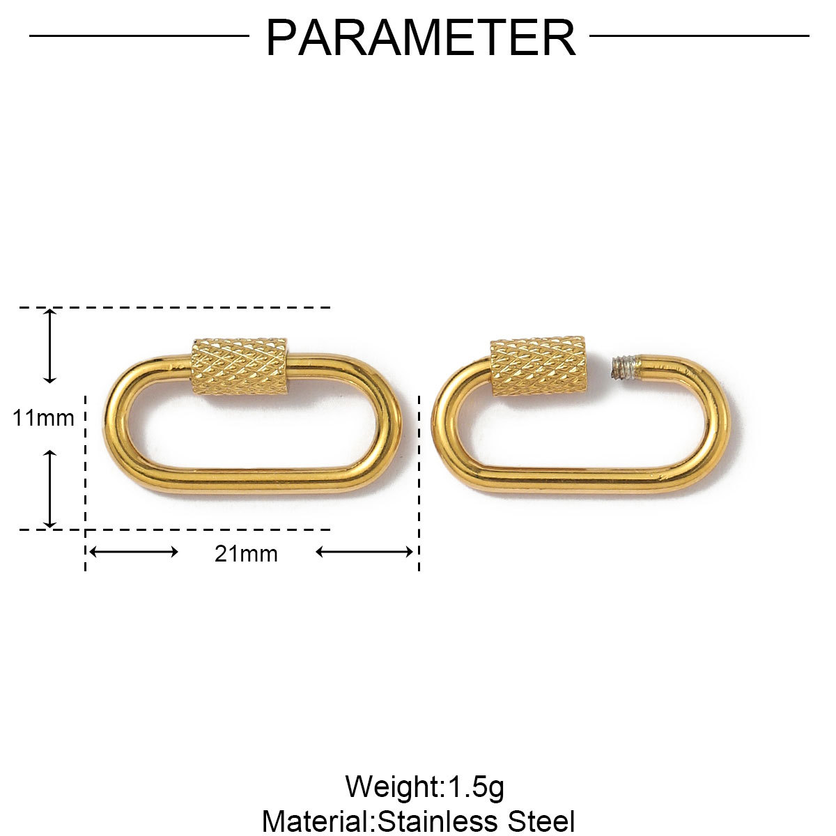 6pcs/lot Gold Plated Stainless Steel Geometric Connector Clips Heart Star Screw Lock Clasps for Necklace Keychain DIY Jewery