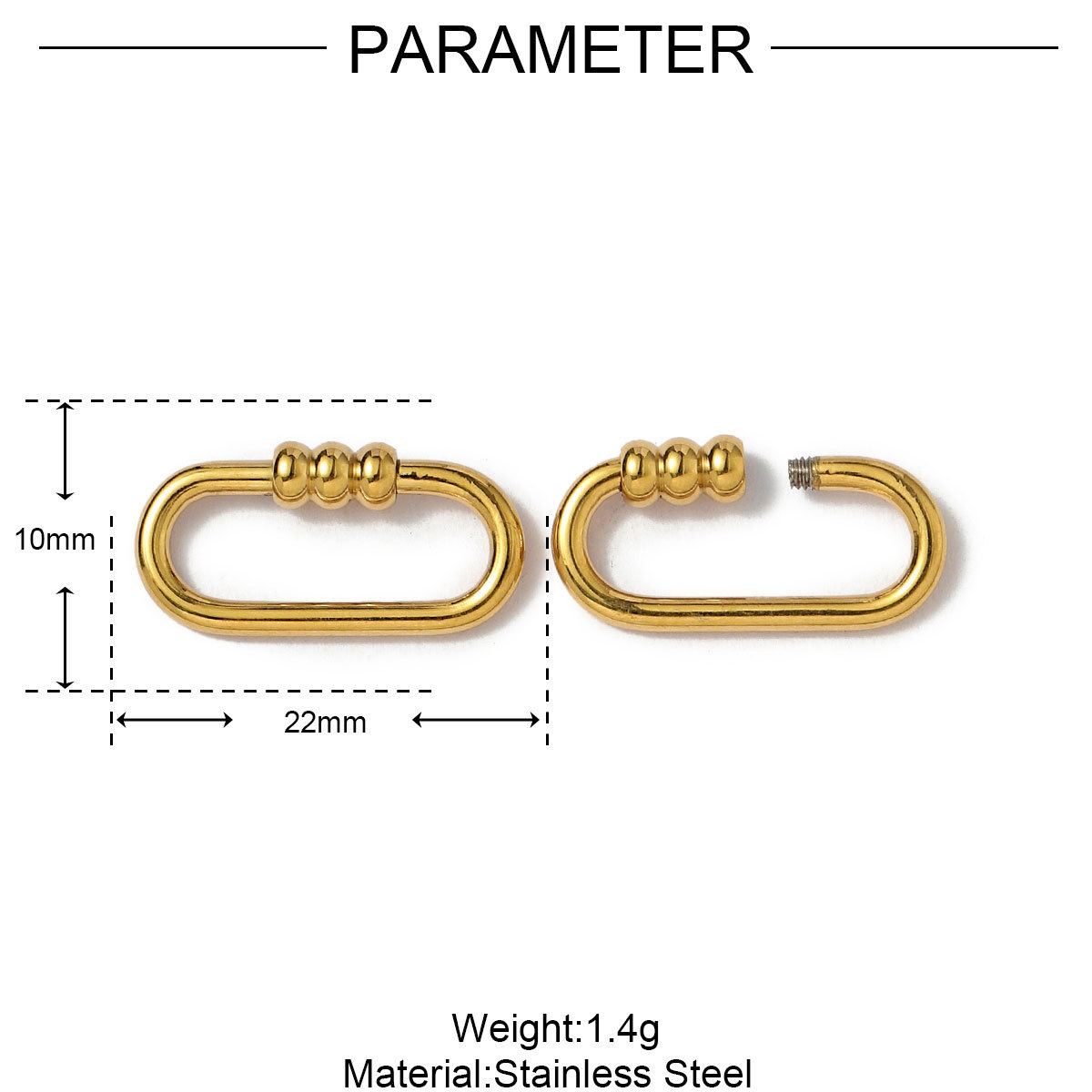 6pcs/lot Gold Plated Stainless Steel Geometric Connector Clips Heart Star Screw Lock Clasps for Necklace Keychain DIY Jewery