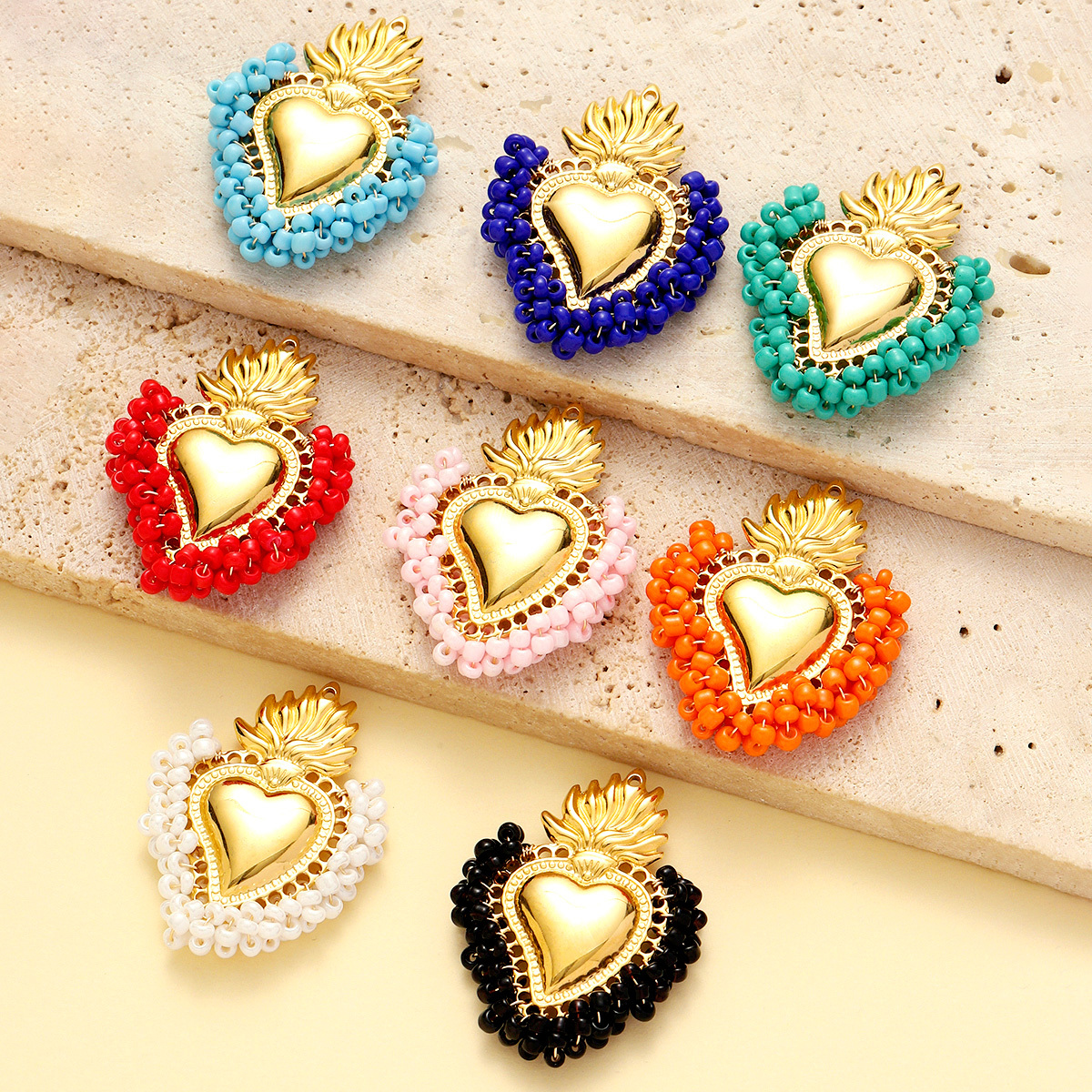 6pcs/Lot Stainless Steel Enamel Jewelry Set Strawberry Earrings & Cherry Heart Necklace Pendant Colorful DIY Charm for Women