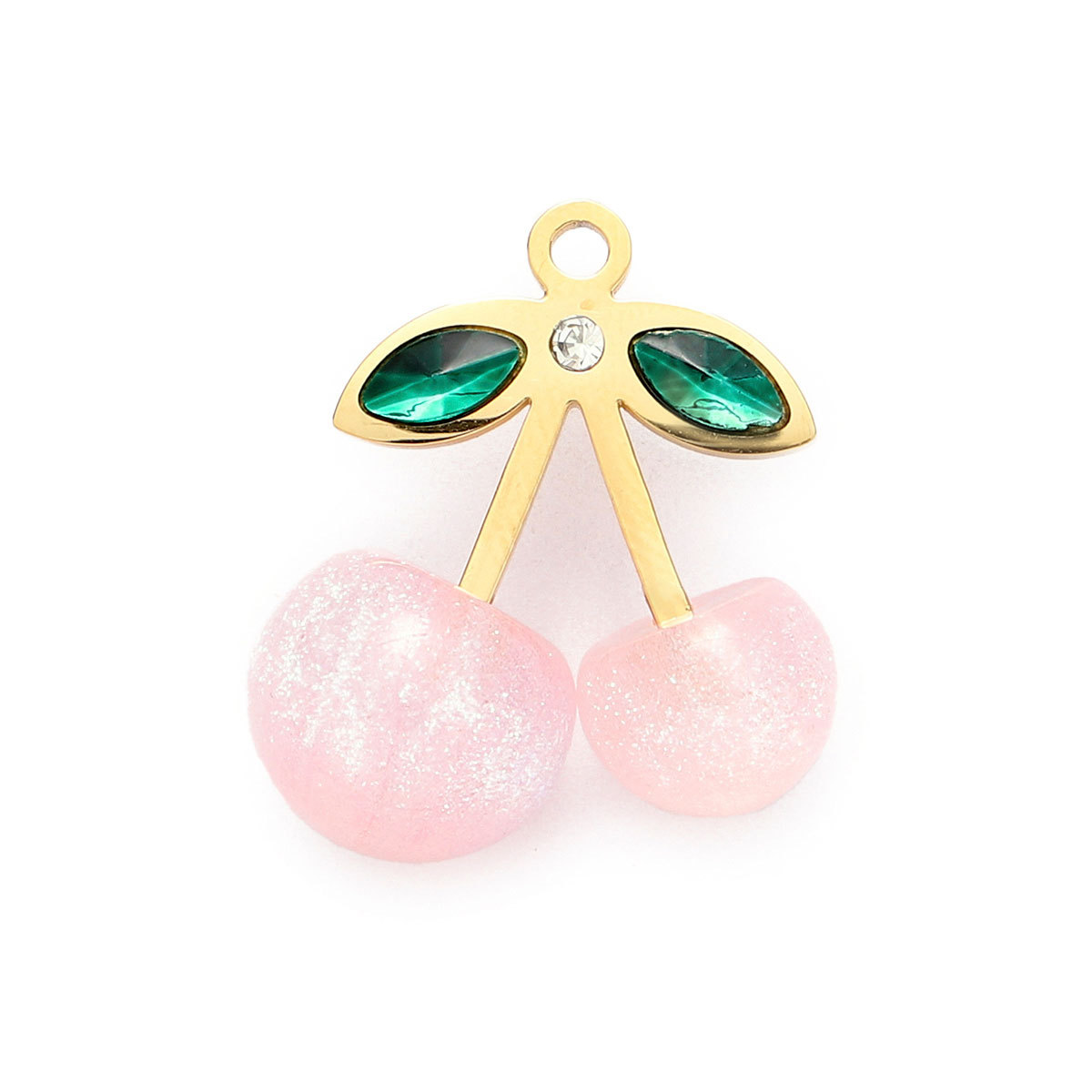 6pcs/Lot Stainless Steel Enamel Jewelry Set Strawberry Earrings & Cherry Heart Necklace Pendant Colorful DIY Charm for Women