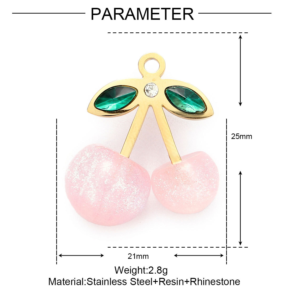 6pcs/Lot Stainless Steel Enamel Jewelry Set Strawberry Earrings & Cherry Heart Necklace Pendant Colorful DIY Charm for Women