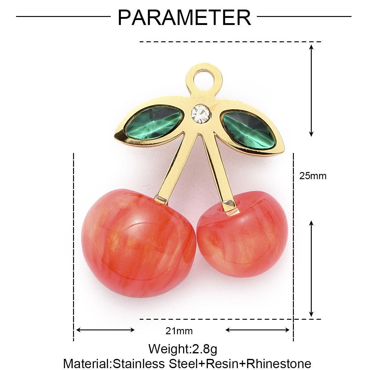 6pcs/Lot Stainless Steel Enamel Jewelry Set Strawberry Earrings & Cherry Heart Necklace Pendant Colorful DIY Charm for Women