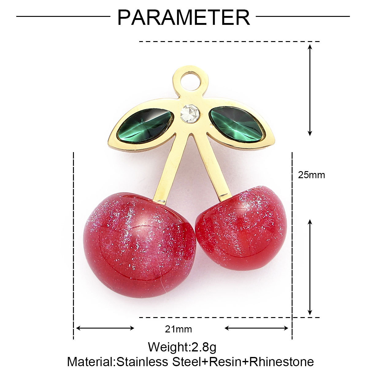 6pcs/Lot Stainless Steel Enamel Jewelry Set Strawberry Earrings & Cherry Heart Necklace Pendant Colorful DIY Charm for Women