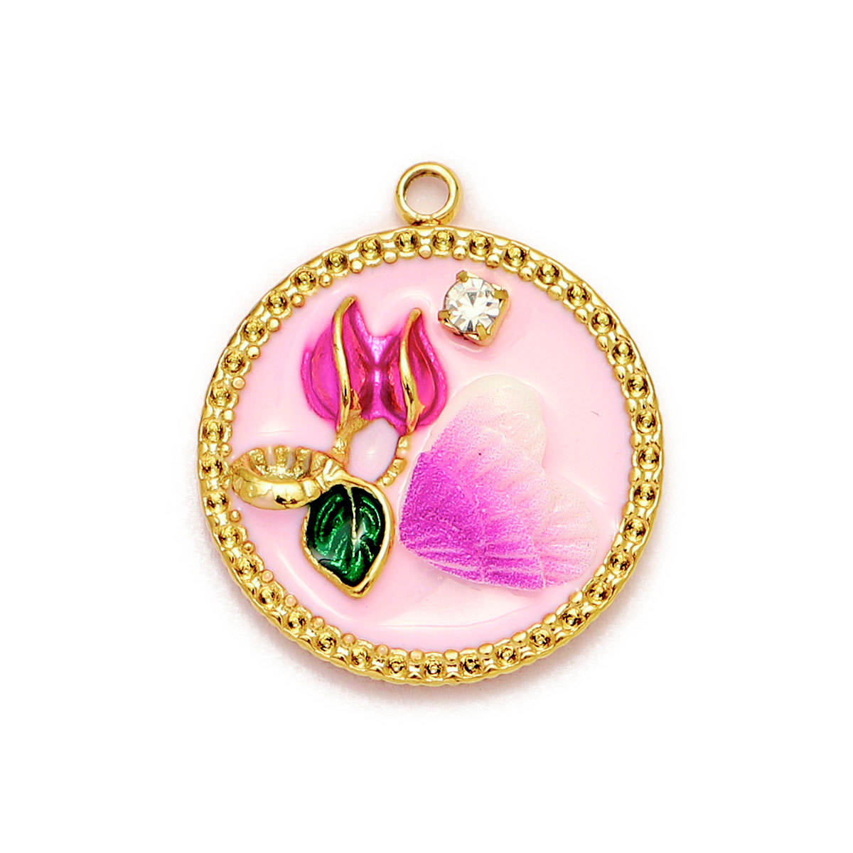 6pcs/Lot Monet Garden Style Stainless Steel Painted Flower Earring Charms Women Enamel Angel Butterfly Necklace Pendants DIY Jewelry