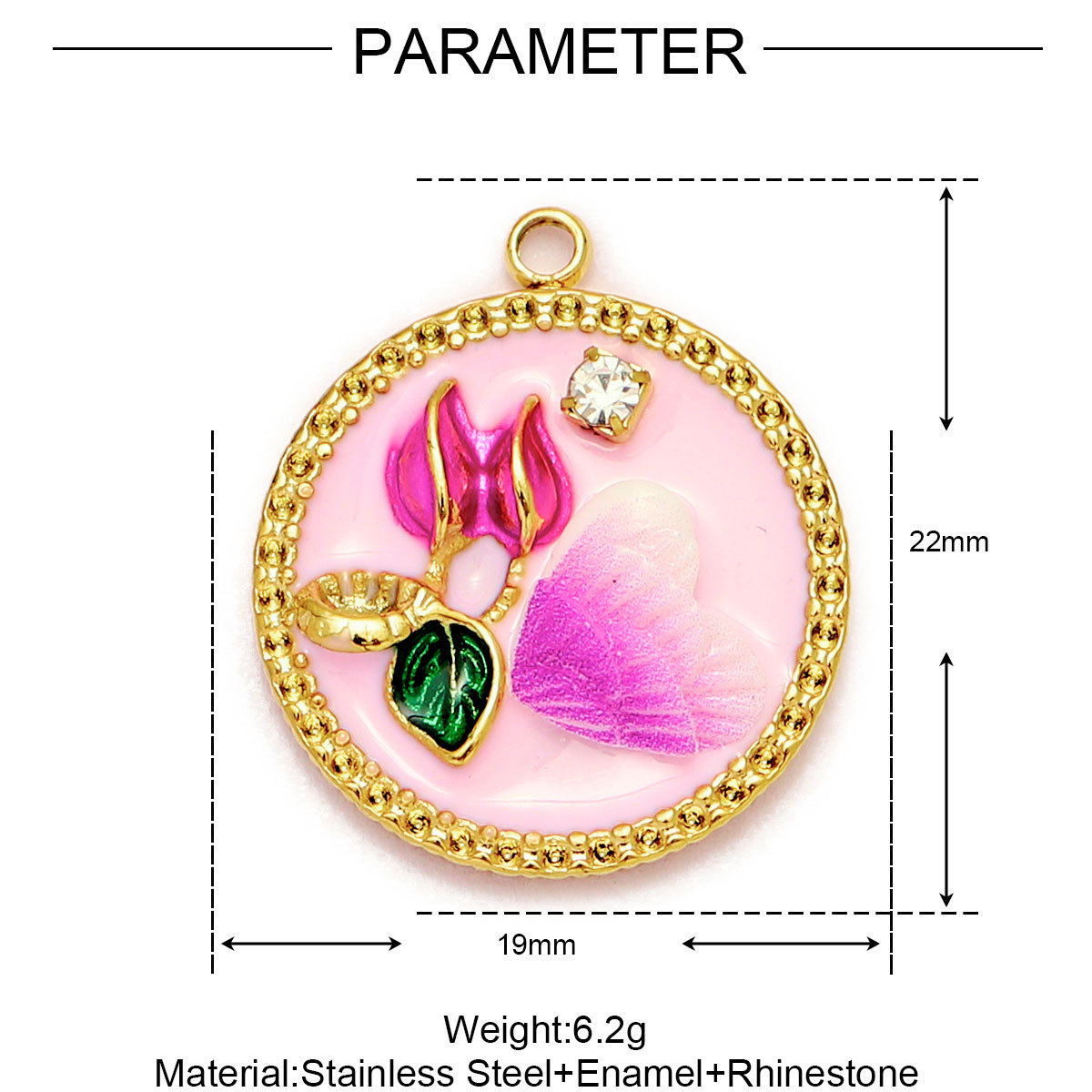 6pcs/Lot Monet Garden Style Stainless Steel Painted Flower Earring Charms Women Enamel Angel Butterfly Necklace Pendants DIY Jewelry