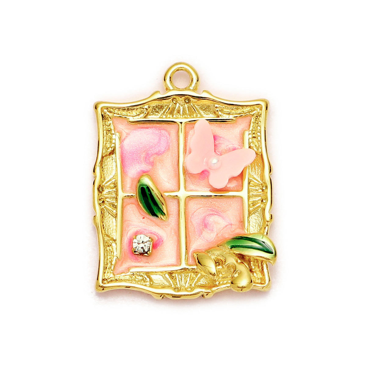 6pcs/Lot Monet Garden Style Stainless Steel Painted Flower Earring Charms Women Enamel Angel Butterfly Necklace Pendants DIY Jewelry