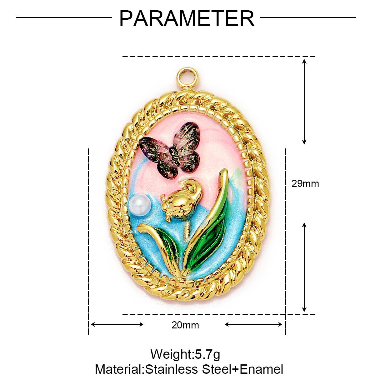 6pcs/Lot Monet Garden Style Stainless Steel Painted Flower Earring Charms Women Enamel Angel Butterfly Necklace Pendants DIY Jewelry