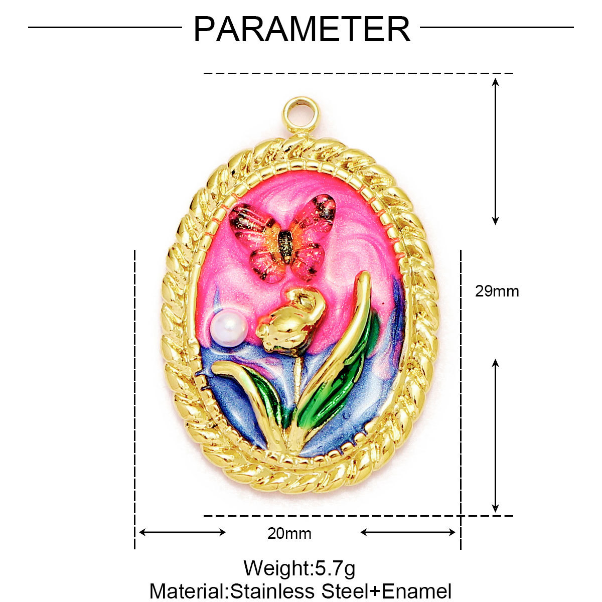6pcs/Lot Monet Garden Style Stainless Steel Painted Flower Earring Charms Women Enamel Angel Butterfly Necklace Pendants DIY Jewelry