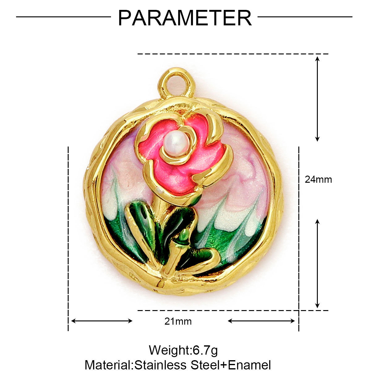 6pcs/Lot Monet Garden Style Stainless Steel Painted Flower Earring Charms Women Enamel Angel Butterfly Necklace Pendants DIY Jewelry