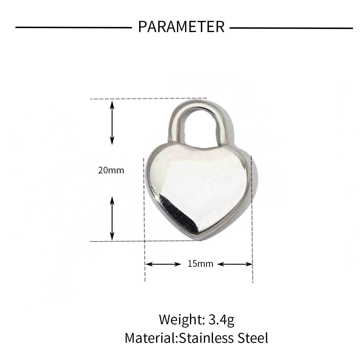 6pcs/pack Fashion heart Love stainless steel Charms Mirror Polish Lock Key DIY Pendant For Women Jewelry Making Findings