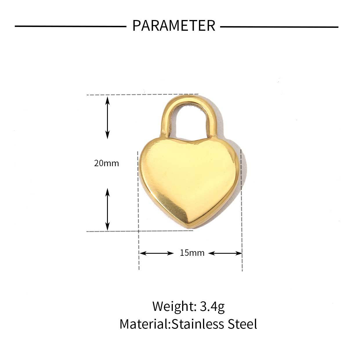 6pcs/pack Fashion heart Love stainless steel Charms Mirror Polish Lock Key DIY Pendant For Women Jewelry Making Findings