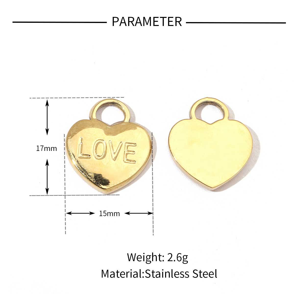 6pcs/pack Fashion Heart Love Stainless Steel Charms Mirror Polish Lock Key DIY Pendant For Women Jewelry Making Findings