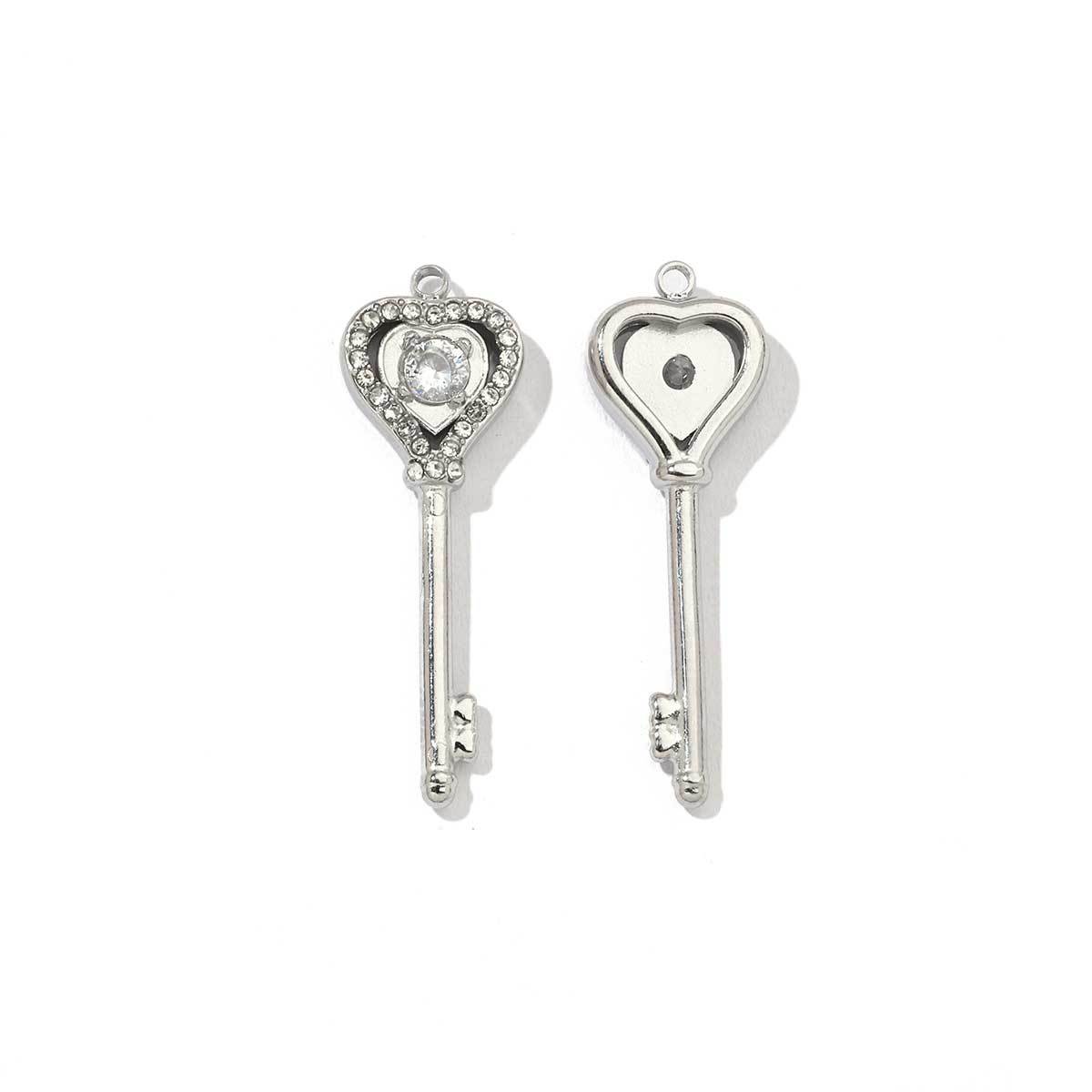 6pcs/pack Fashion Heart Love Stainless Steel Charms Mirror Polish Lock Key DIY Pendant For Women Jewelry Making Findings