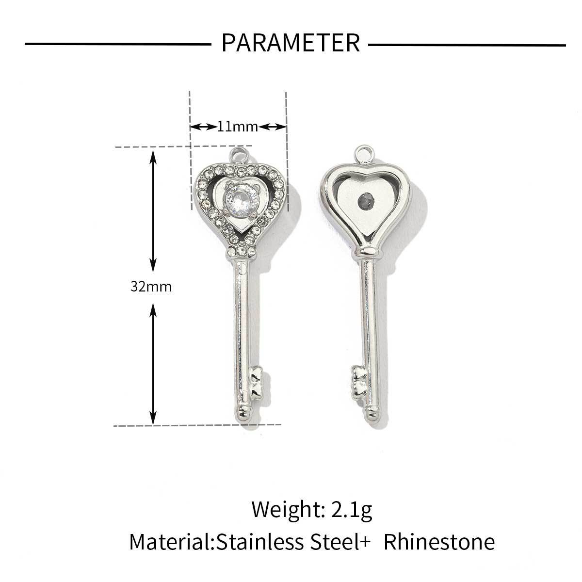 6pcs/pack Fashion Heart Love Stainless Steel Charms Mirror Polish Lock Key DIY Pendant For Women Jewelry Making Findings