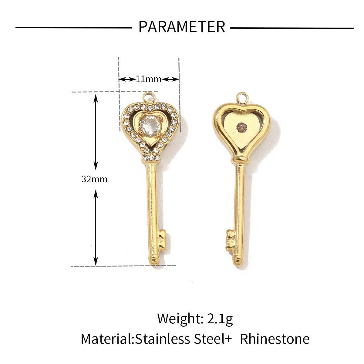 6pcs/pack Fashion Heart Love Stainless Steel Charms Mirror Polish Lock Key DIY Pendant For Women Jewelry Making Findings