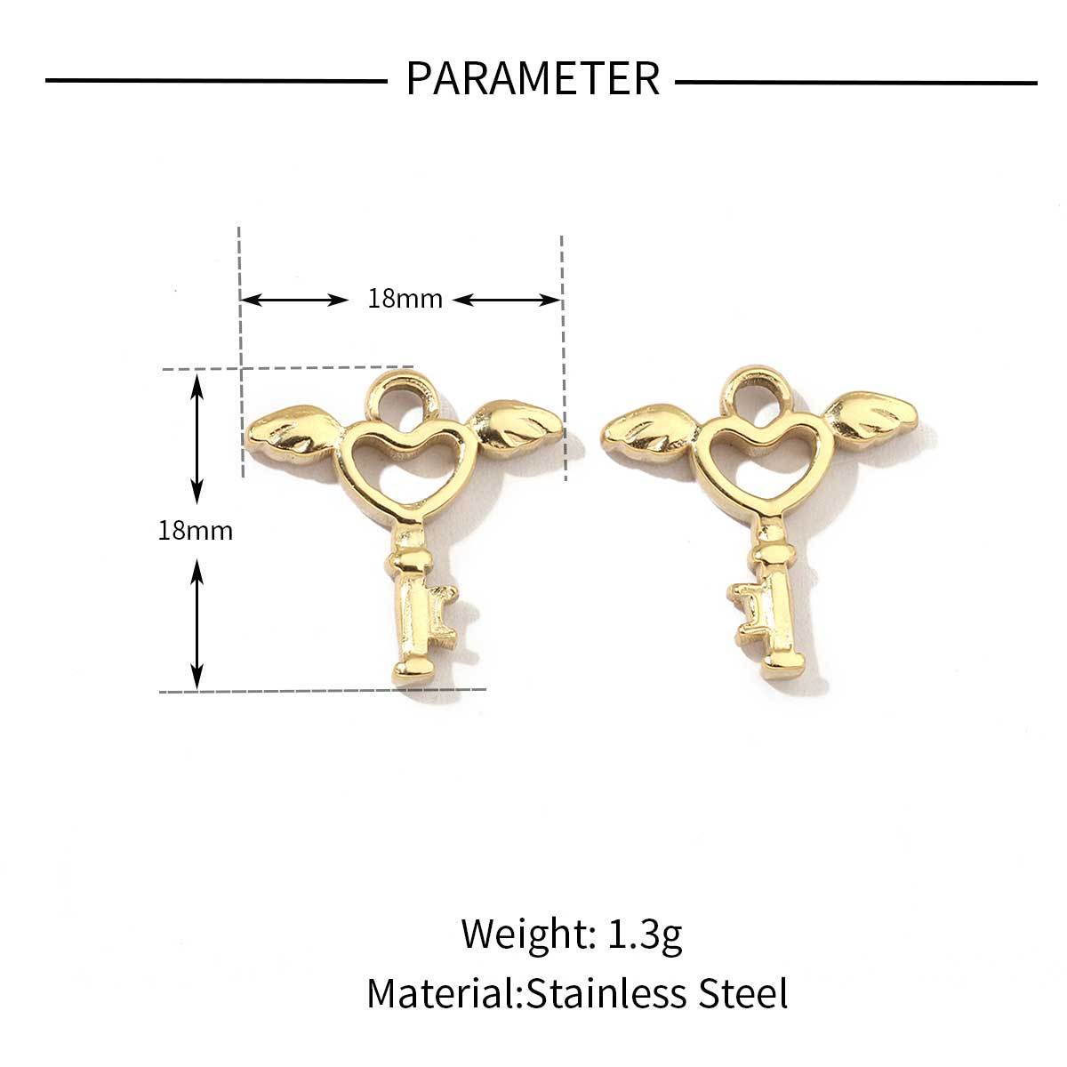 6pcs/pack Fashion Heart Love Stainless Steel Charms Mirror Polish Lock Key DIY Pendant For Women Jewelry Making Findings