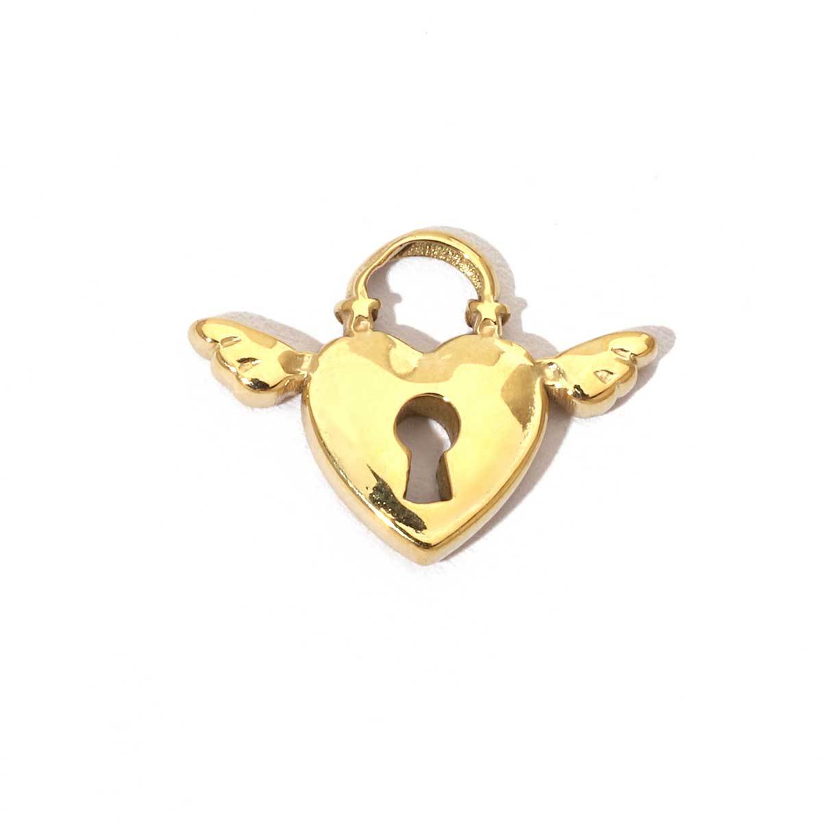 6pcs/pack Fashion Stainless steel Heart Lock Key Charms Mirror Polish Wing Love DIY Pendant For Women Jewelry Making Findings
