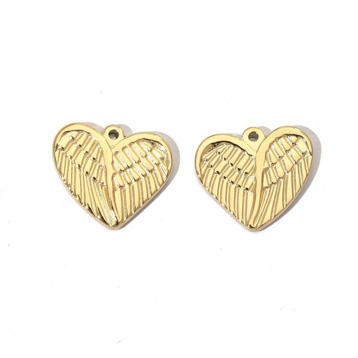 6pcs/pack Fashion Stainless Steel Heart Lock Key Charms Mirror Polish Wing Love DIY Pendant For Women Jewelry Making Findings