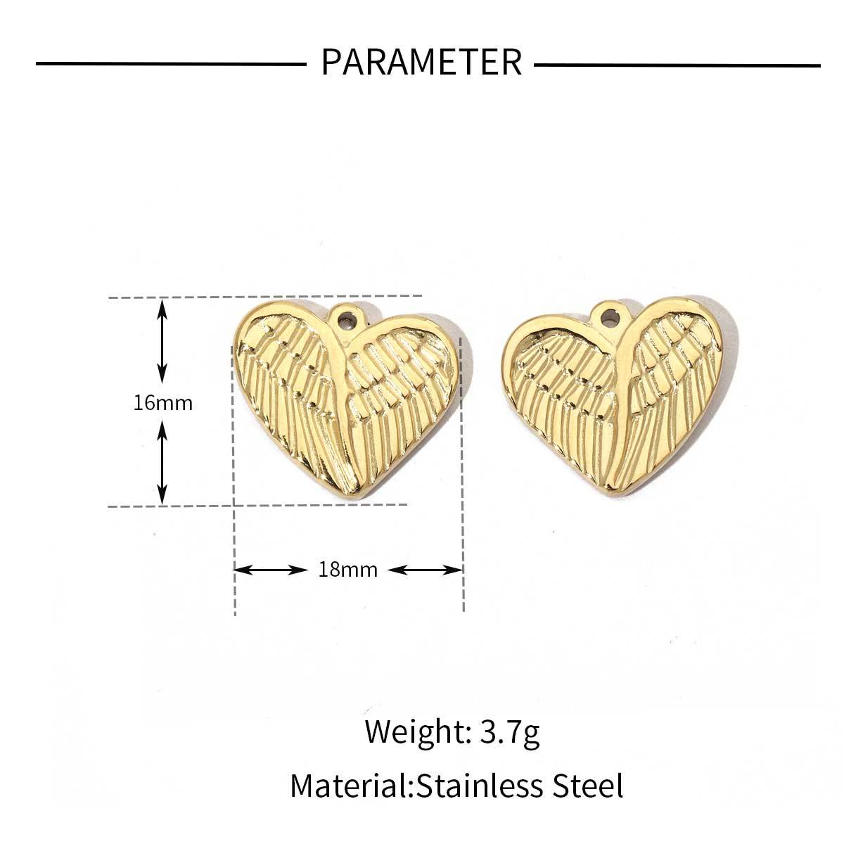 6pcs/pack Fashion Stainless Steel Heart Lock Key Charms Mirror Polish Wing Love DIY Pendant For Women Jewelry Making Findings