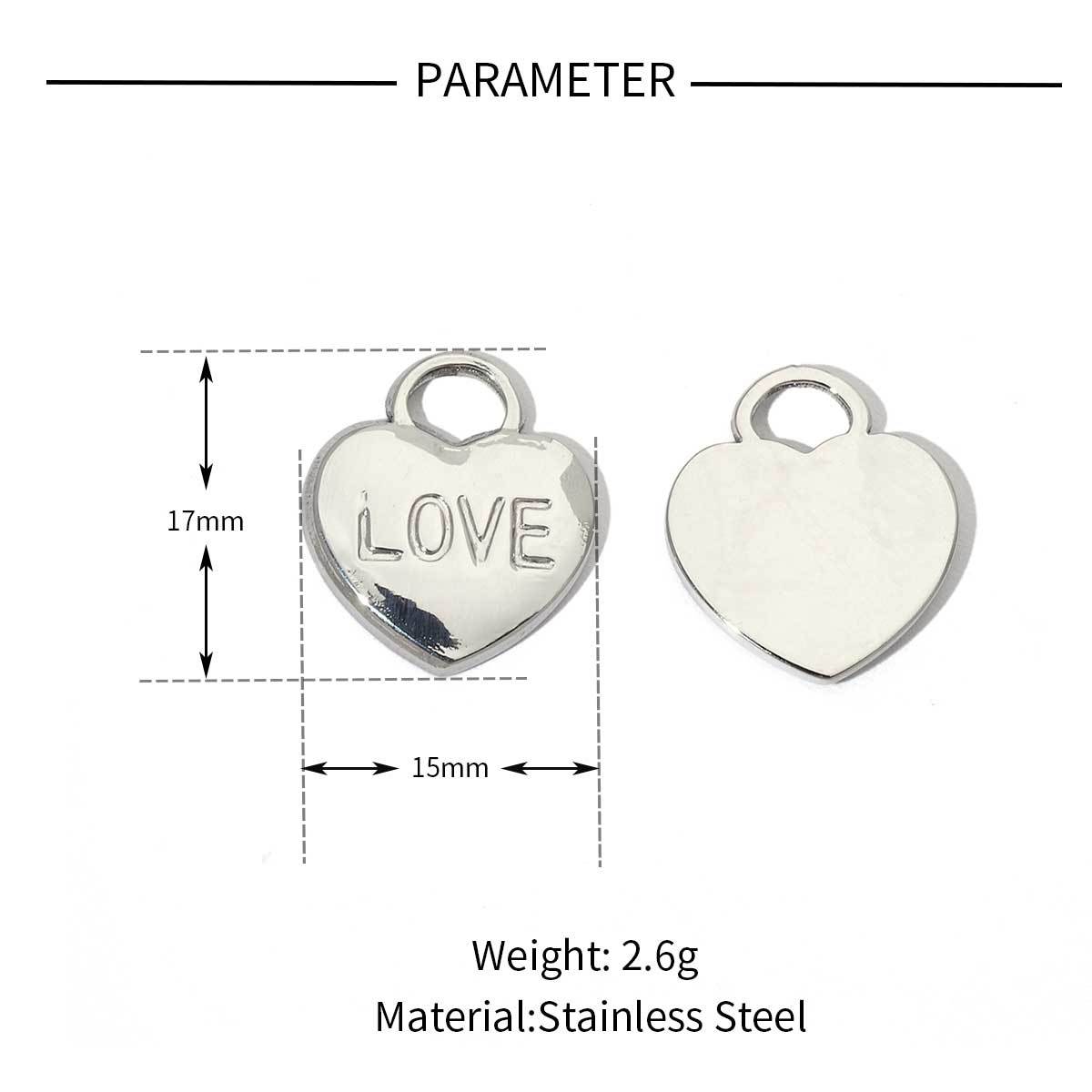 6pcs/pack Fashion Stainless Steel Heart Lock Key Charms Mirror Polish Wing Love DIY Pendant For Women Jewelry Making Findings