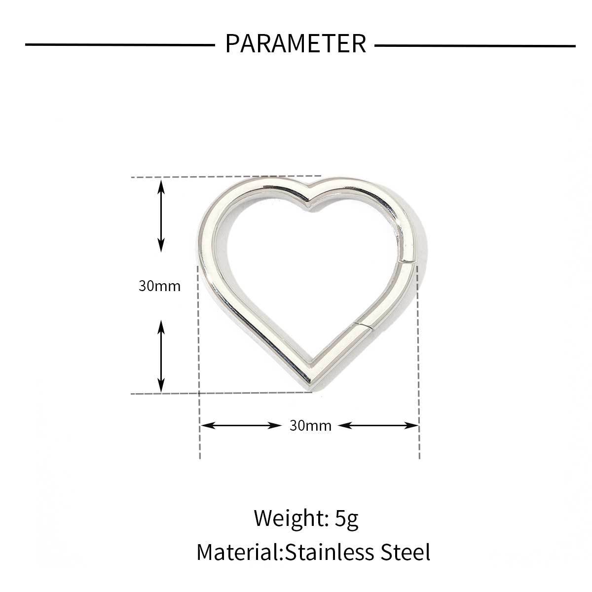 6pcs/pack Stainless Steel Mirror Polish Heart Circle Clasps Fashion Oval Spring Buckle Finding For Jewelry Making