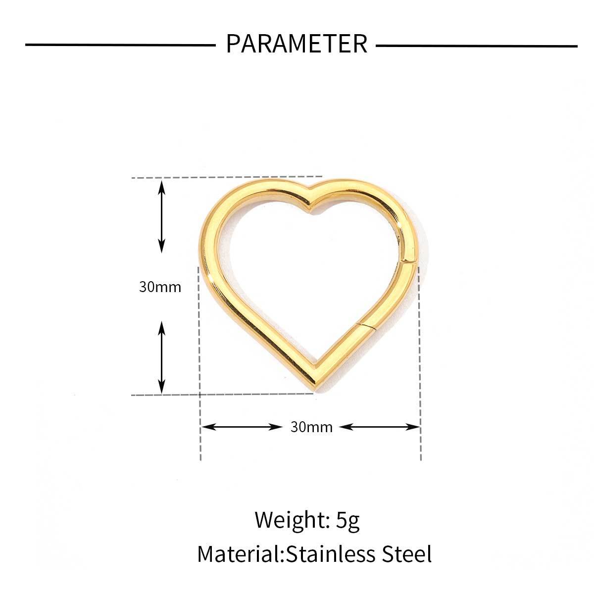 6pcs/pack Stainless Steel Mirror Polish Heart Circle Clasps Fashion Oval Spring Buckle Finding For Jewelry Making
