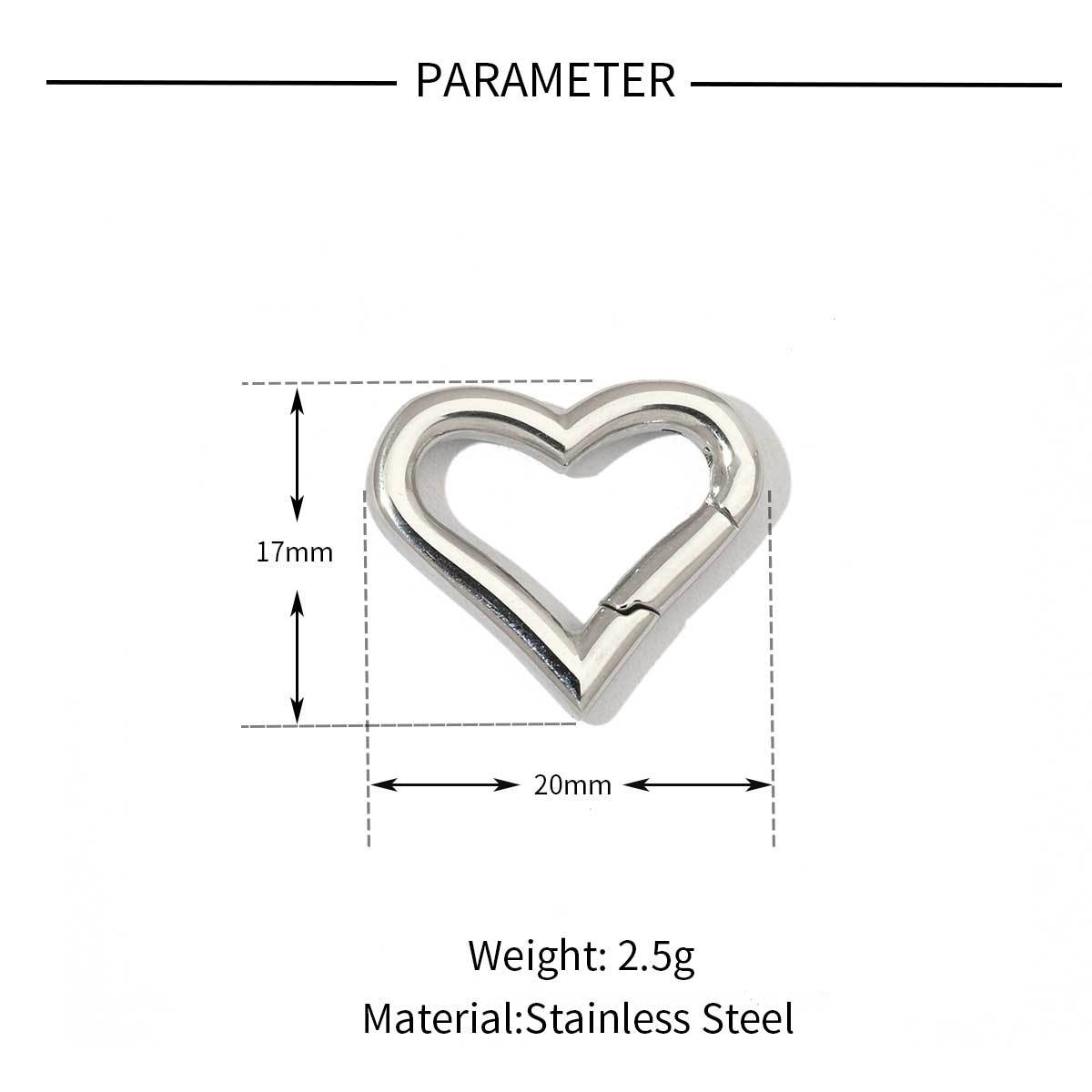 6pcs/pack Stainless Steel Mirror Polish Heart Circle Clasps Fashion Oval Spring Buckle Finding For Jewelry Making
